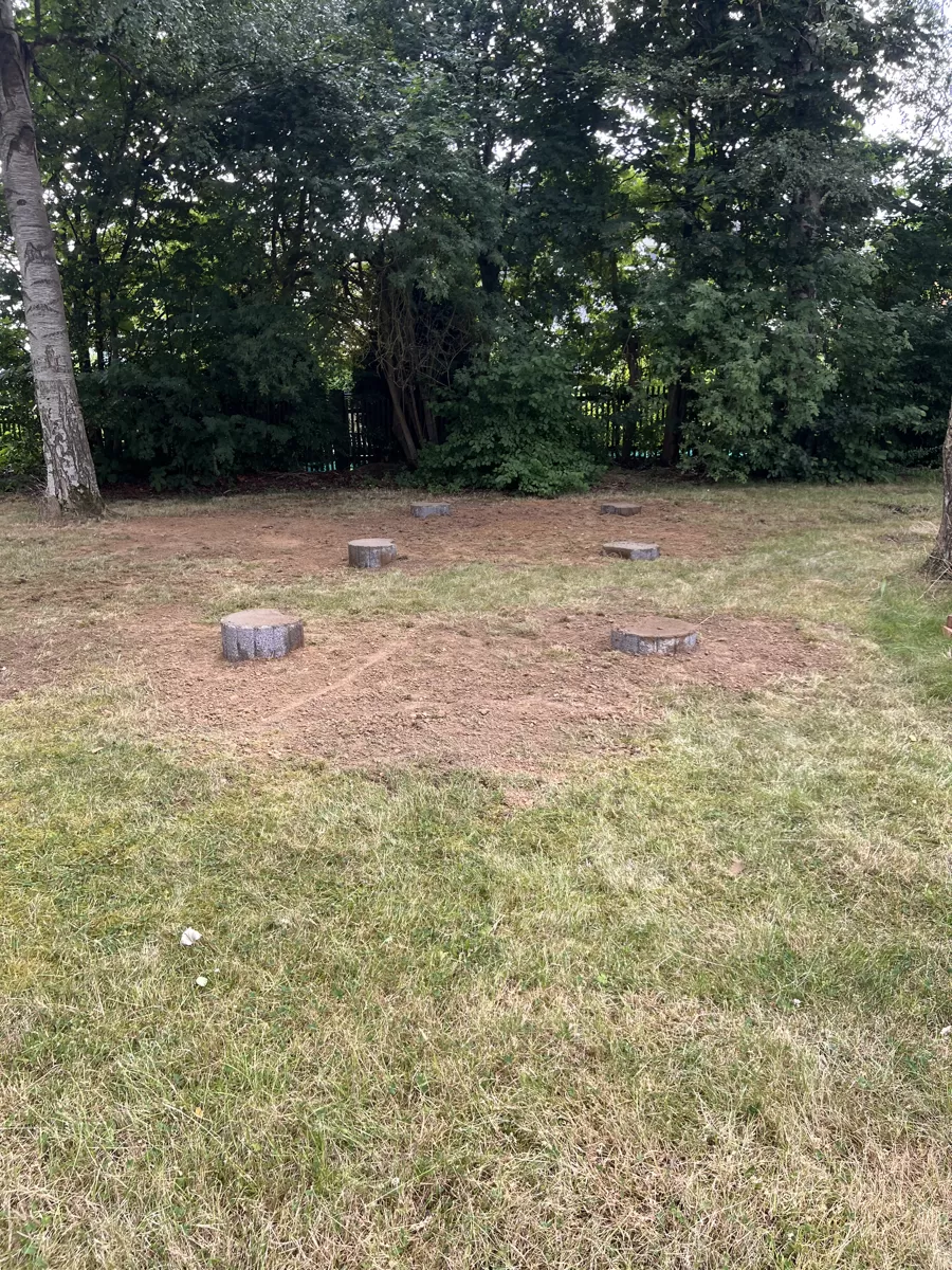 6 Punkt Fundamente im Boden eingebuddelt