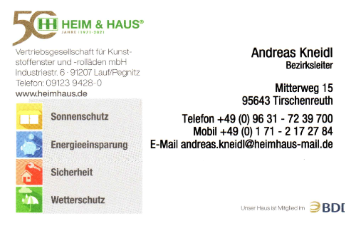Visitenkarte Andreas Kneidl Heim & Haus